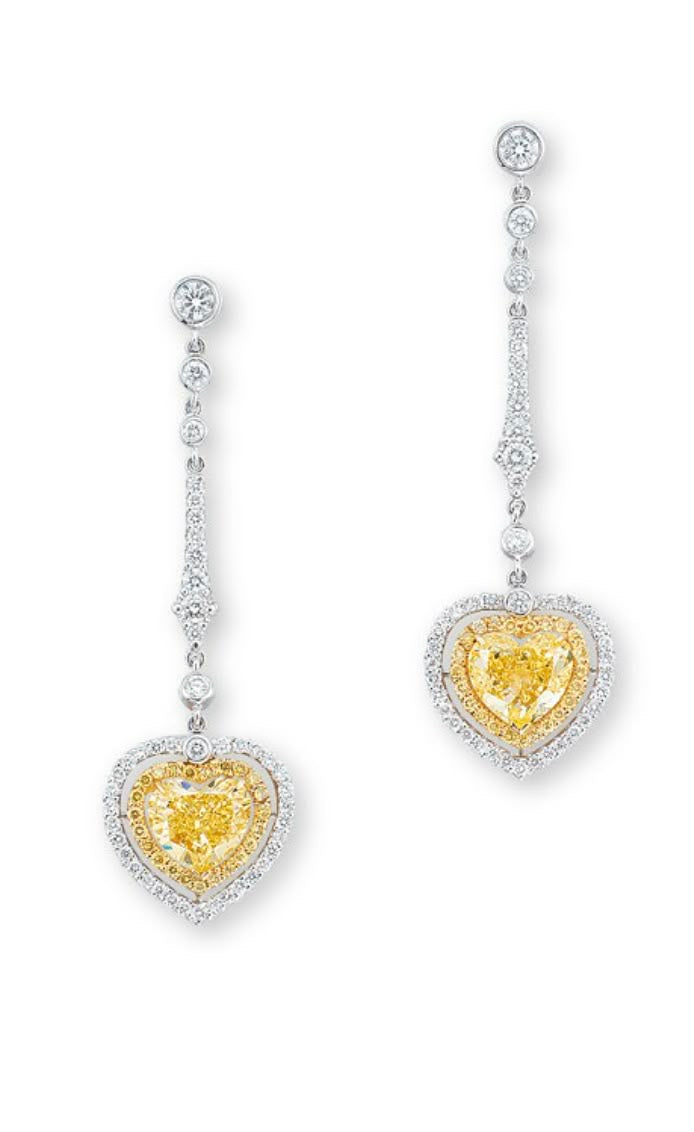 Golden Heart – Yellow Diamond Drop Earrings