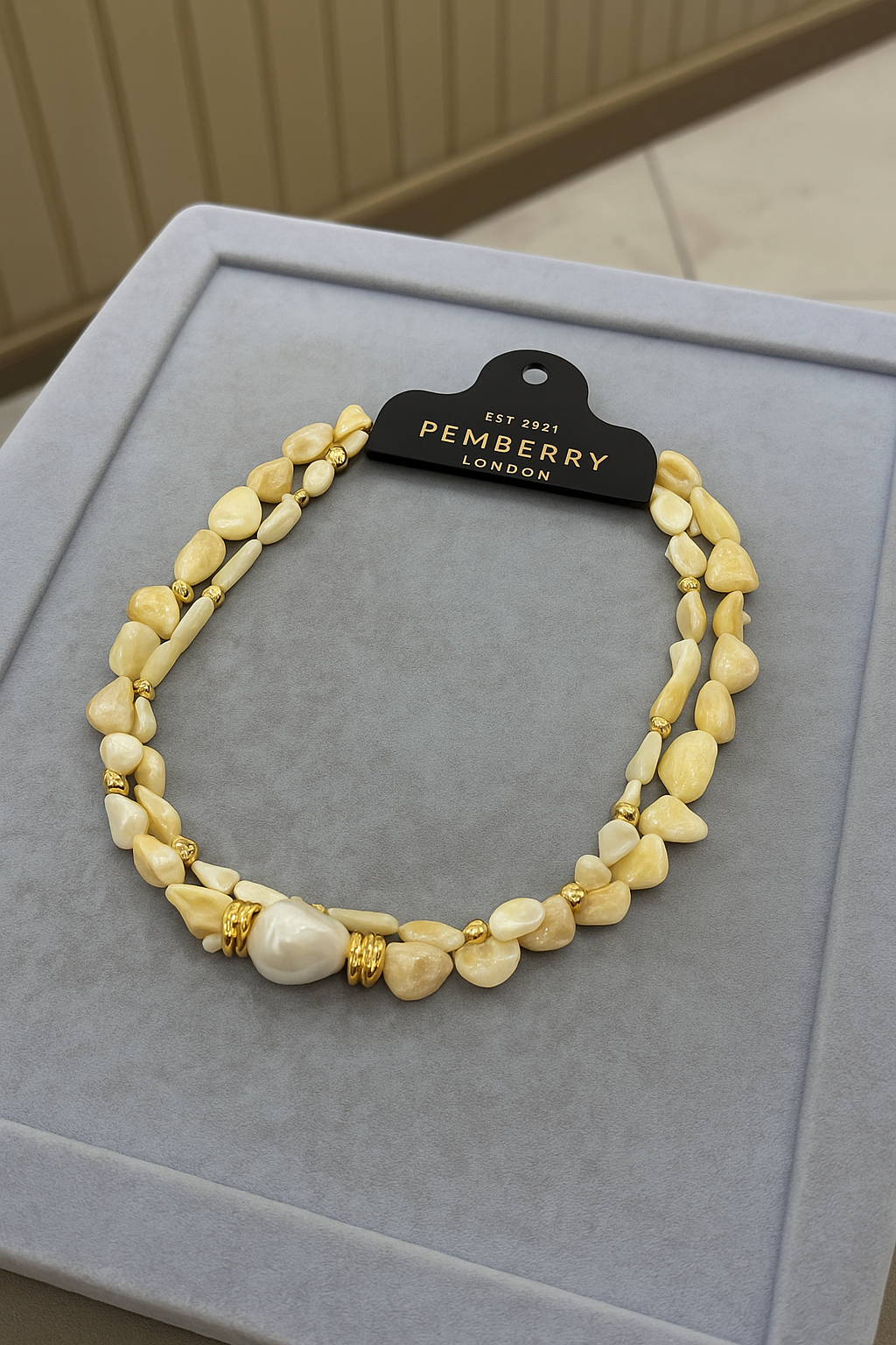 Handmade Baroque Pearl Necklace – 22K Gold-Plated Details