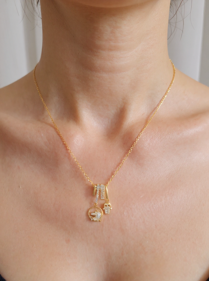 ✨ Pony Hamsa Necklace – Gold Color