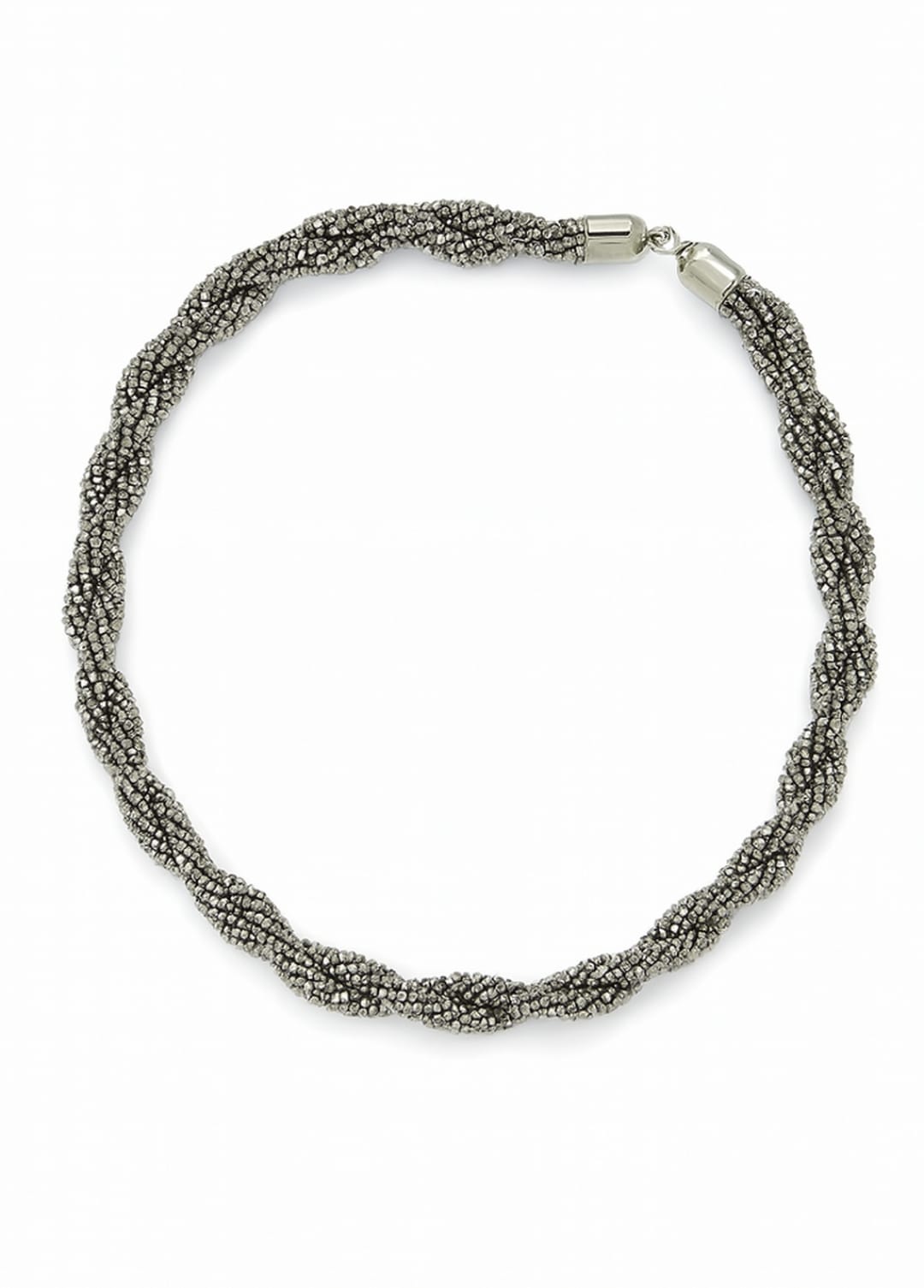 Luxurious Gunmetal Beaded Twist Necklace – Statement Jewelry for Modern Elegance