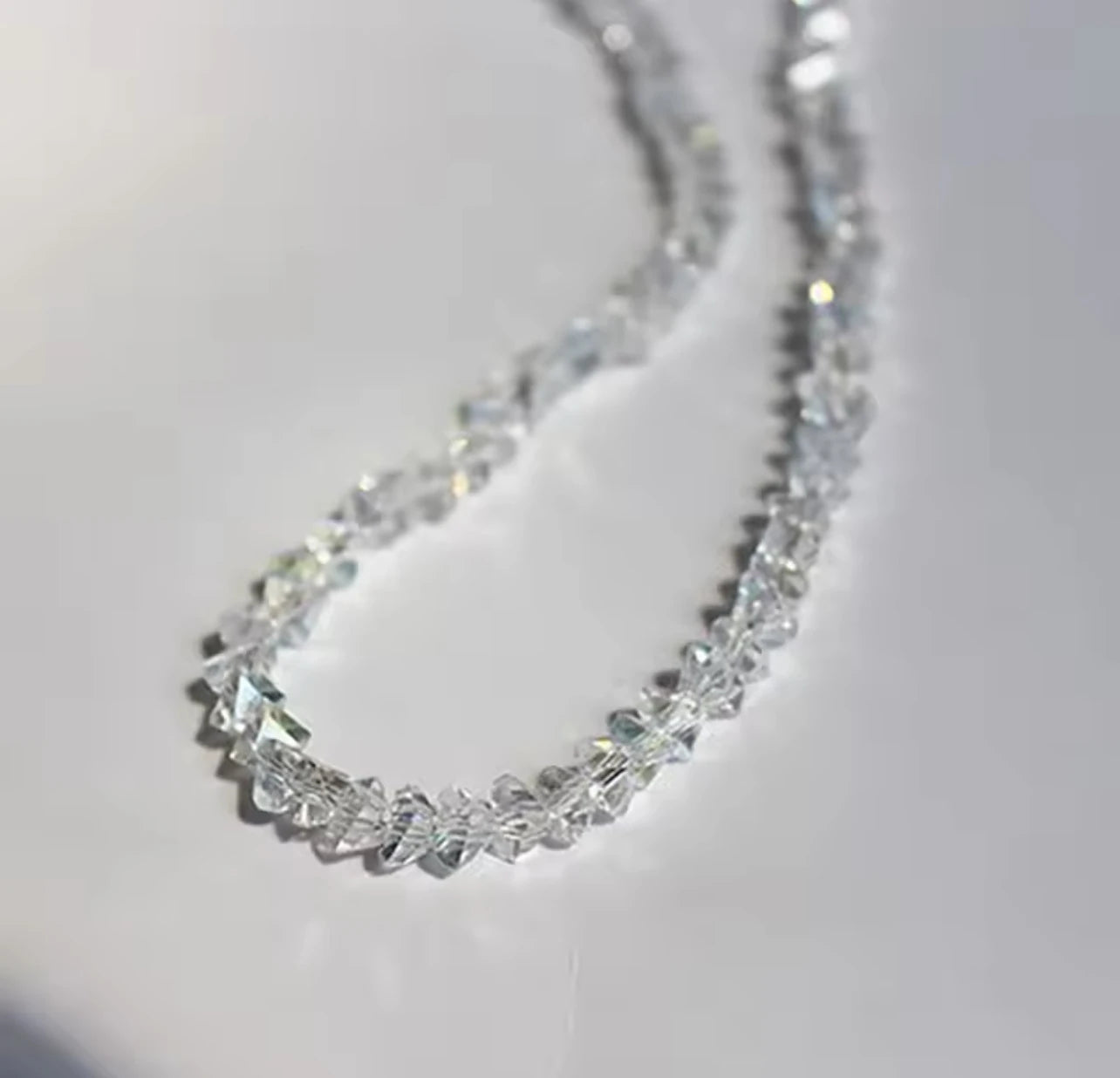 Aurora Crystal Necklace – Hand-Cut Silver-Tone Brilliance