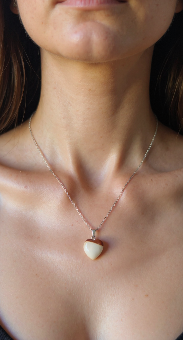 Agate Stone Necklace – Silver Tone Stainless Steel