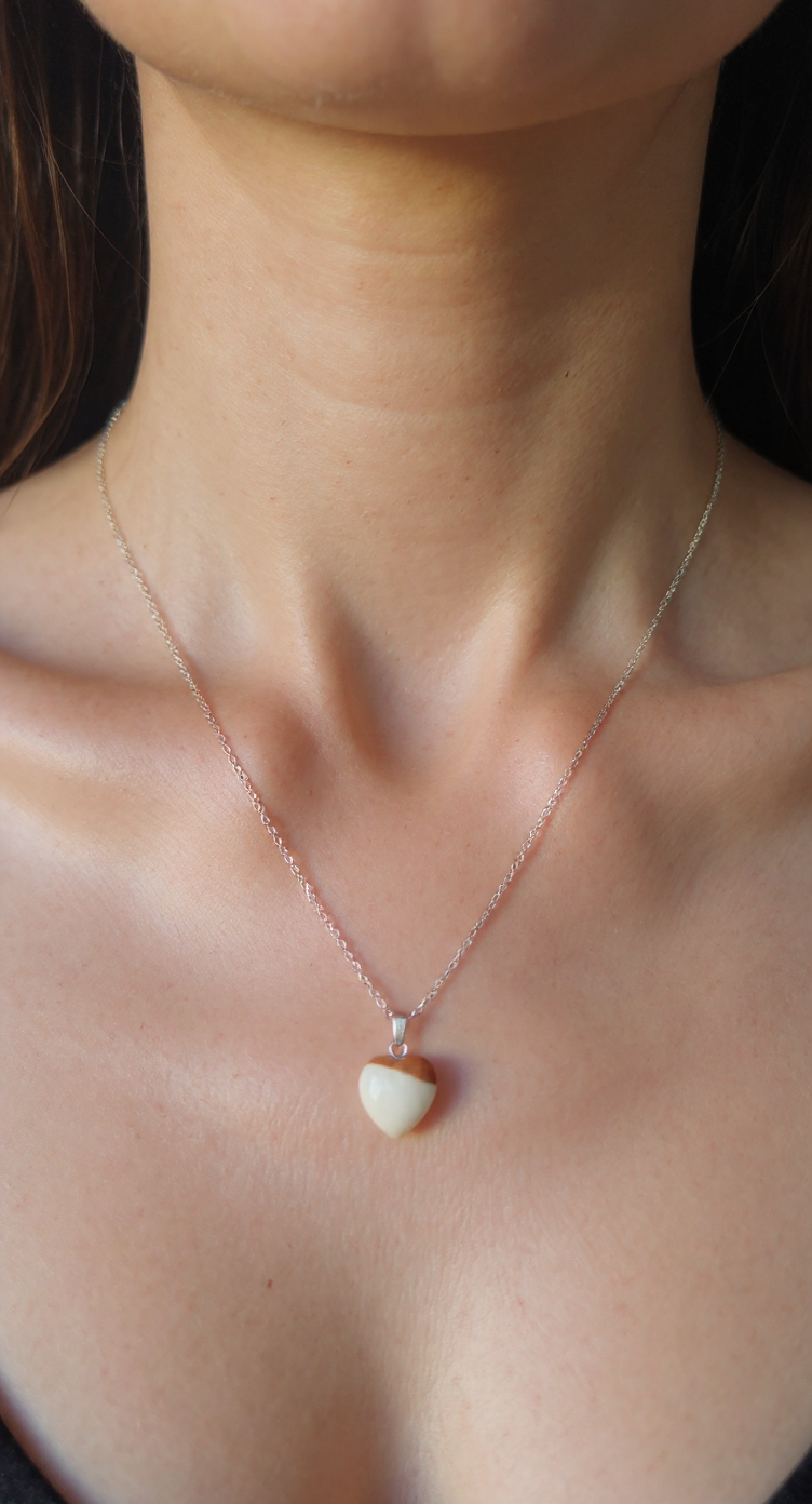 Agate Stone Necklace – Silver Tone Stainless Steel