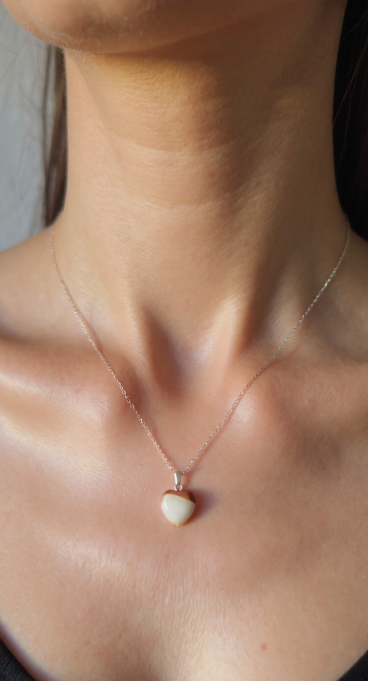 Agate Stone Necklace – Silver Tone Stainless Steel