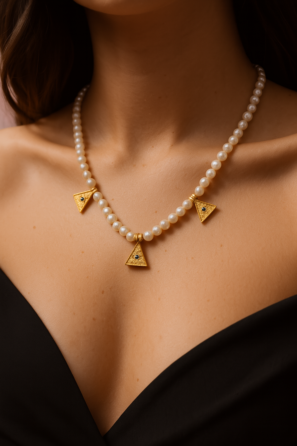 Handcrafted Baroque Pearl Necklace with 22K Gold-Plated Charms – Pemberry London