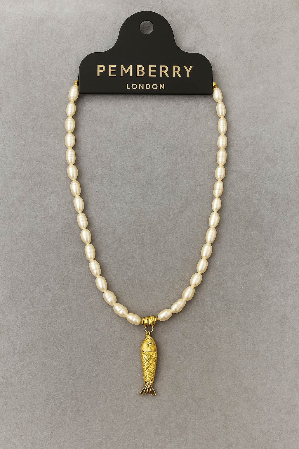Handcrafted Pearl Necklace with Fish Charm