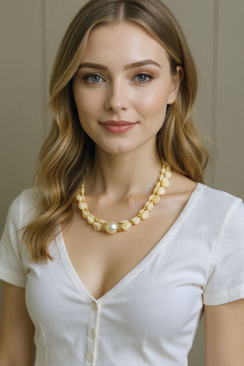 Handmade Baroque Pearl Necklace – 22K Gold-Plated Details