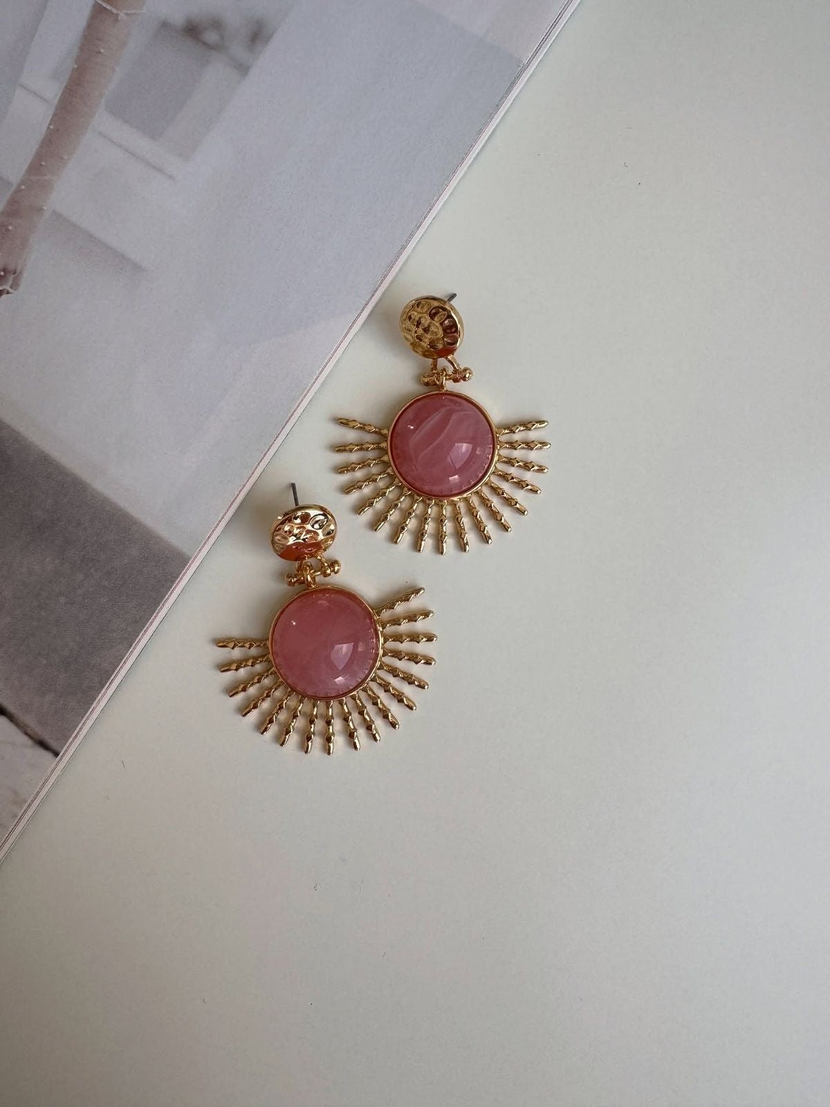 Blush Sunburst Statement Earrings