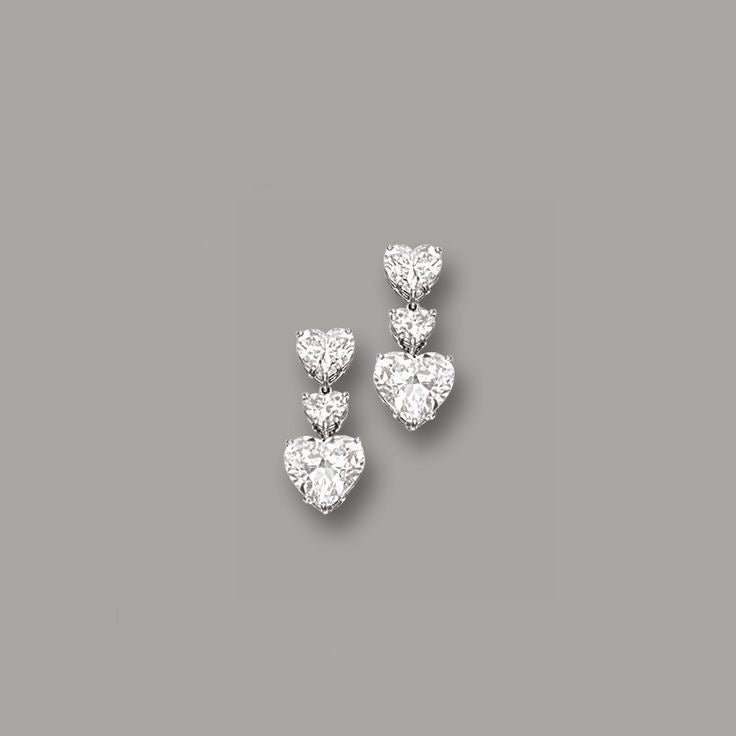 Triple Heart-Cut Statement Earrings – Sparkle With Love